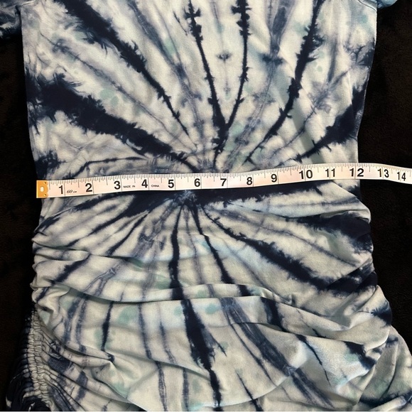 Victoria’s Secret PINK Blue Tie-Dye Ruched T-Shirt Y2K Style XS - Picture 10 of 12
